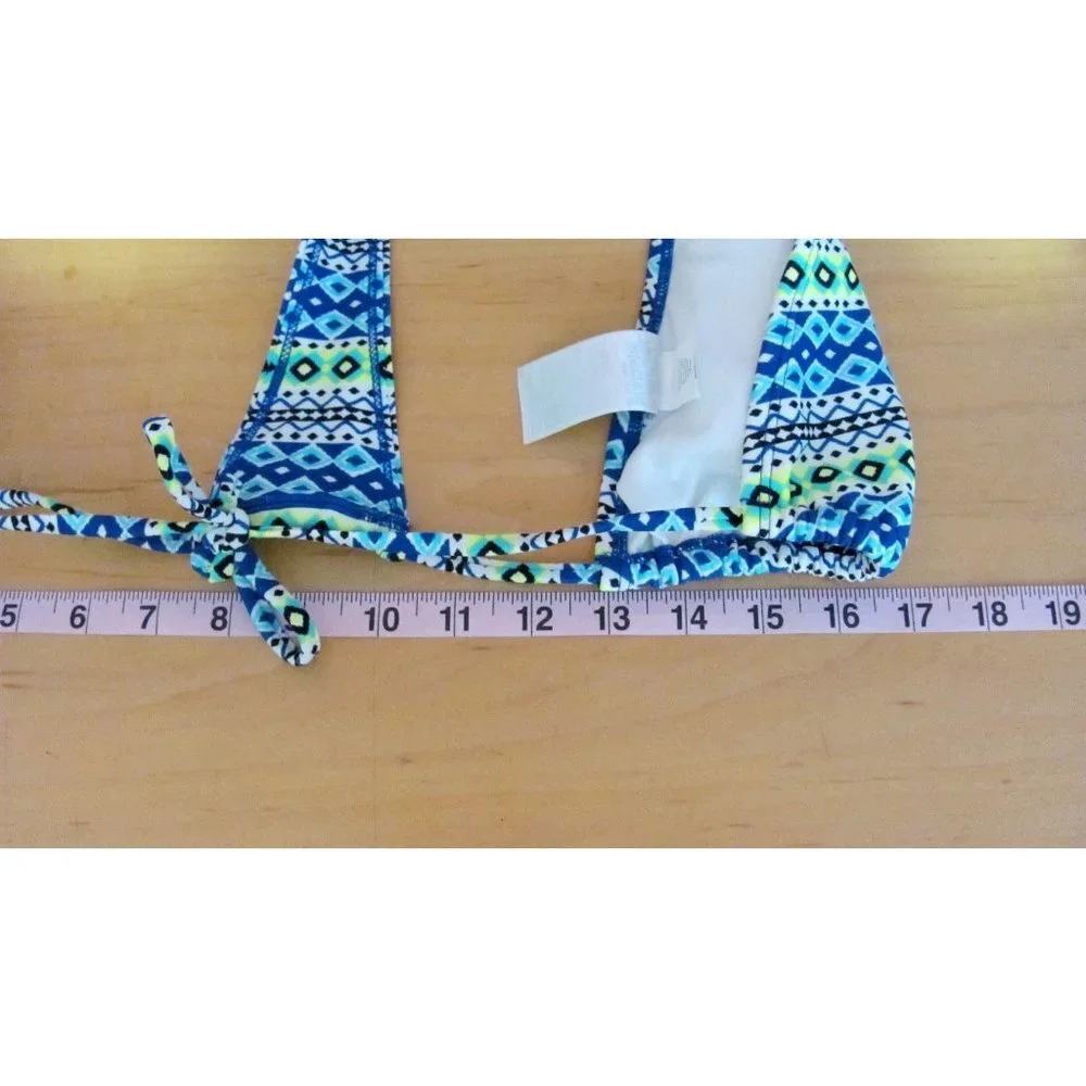 Gap Body Bikini Blue Geo T Back Sm Top XS Bottoms